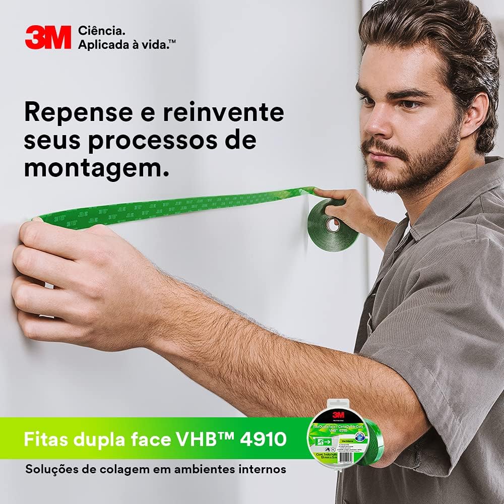 VHB, 3M, Fita Dupla Face, 4910, Transparente, 19mm x 5m detalhe